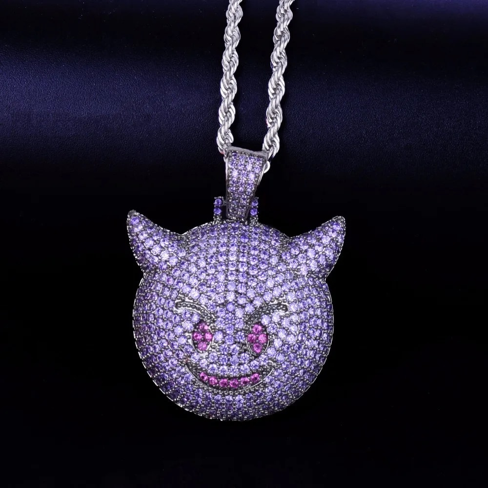 Purple Demon Necklace With Silver Pendant 